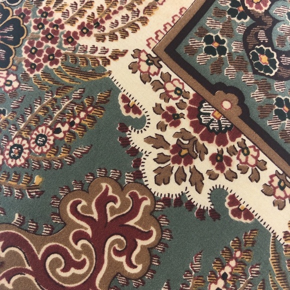 Polo Ralph Lauren Silk Botanical Floral Tie - Tan Cream Green Burgundy - USA - Picture 5 of 8